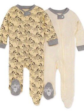 Burts Bees Baby Sleep Play 100% Organic Cotton Zip Romper Jumpsuit 6-9M NWT